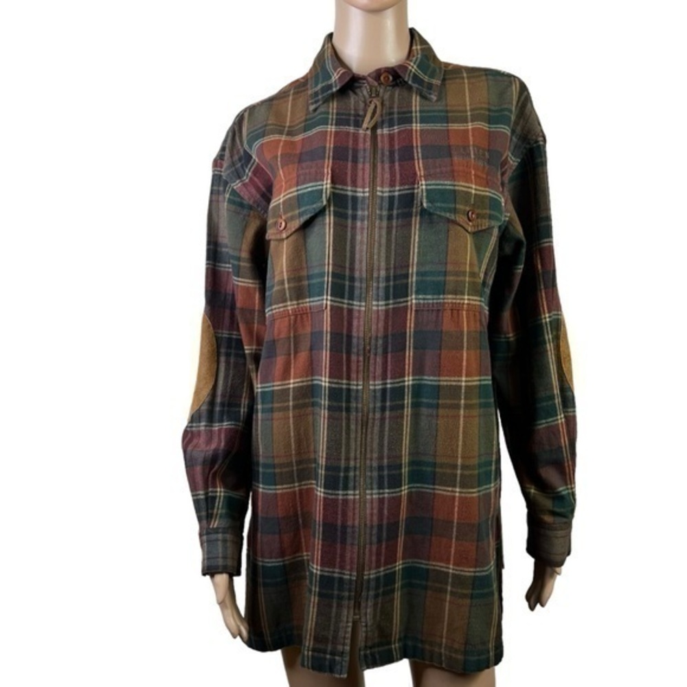 Ralph Lauren Women’s Flanel Shirt Zipper Up/Down Brown Size M